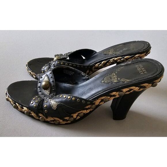 Hilary Radley Black Gold Studded Eye Heels Witchy Goth Halloween 8.5 - Picture 1 of 7